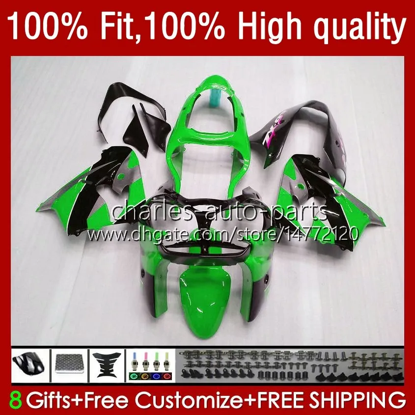 Тело Для KAWASAKI ZX900 ZX9 R ZX 9R 9 R 900 900cc 00 01 56HC.45 ZX900CC ZX9R 02 03 2002 2003 2000 2001 ZX9R Полный обтекатели Комплект зеленый завод