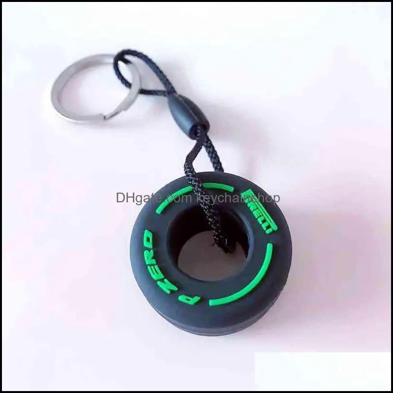 PVC soft rubber lovely creative tire pendant car key chain couple schoolbag Pendant