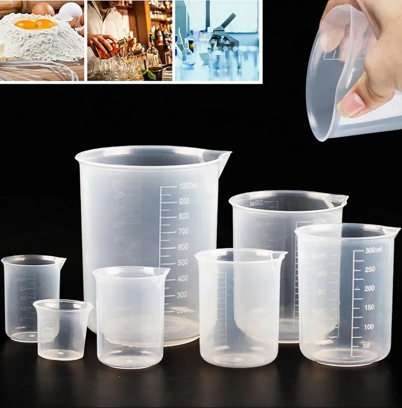 Graduated Measuring Cup Transparent Silicone Cup Kitchen Bar Supplies For Baking Beaker Liquid Without Handle Measuring glasses