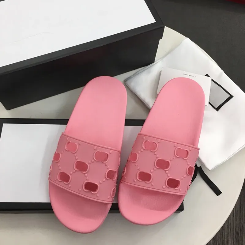 Män Gummi Slide Sandaler Designer Slides Högkvalitativa Kausala Slipsar Sommar Huaraches Flip Flops tofflor med lådstorlek 5-11