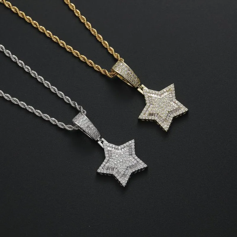 Colares pendentes Hip Hop Garra estrela de cinco pontas Cenário cz Bling Iced Pingents for Men Rapper Jewelry