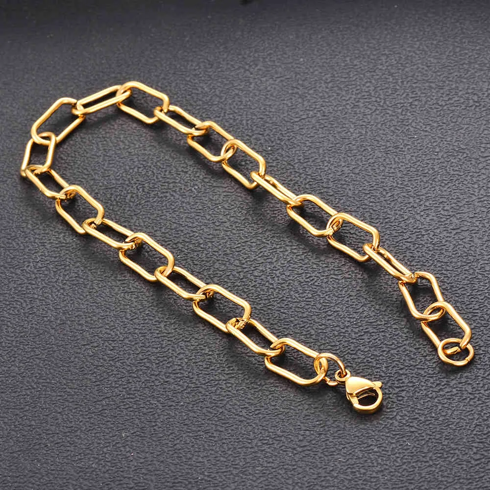 1pc 7mm roestvrij staal grote rolo kabel gouden ketting nekking armband punk chokers kettingen voor vrouwen lengte 21cm-100cm