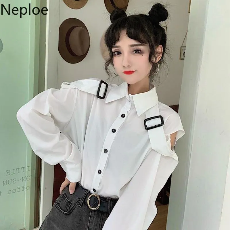 Harajuku Style Neploe Ruffle Collar Blouse Long Sleeve Hollow Out