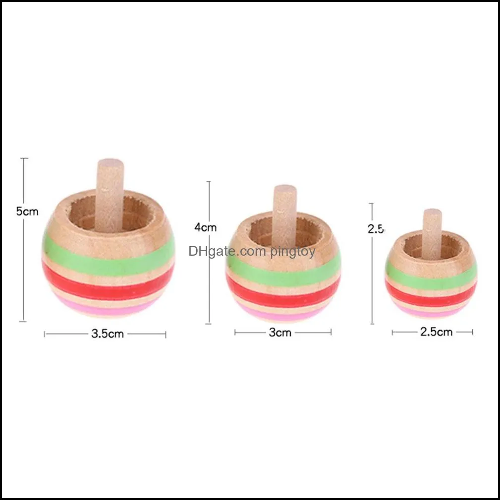 3pcs Wooden Spinning Top Toys Fun Headstand Rotating Gyro Kindergarten Children Early Education Baby Toy Gift