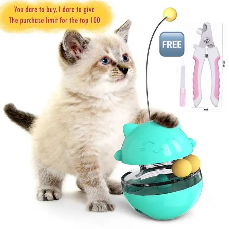 Fun Automatic Pet Self-Hi Toy Interactive Cat Toys avec Cat Stick Treat Distributeur de jouets qui fuit Cat Self Teaser Stick Pet Products 210929