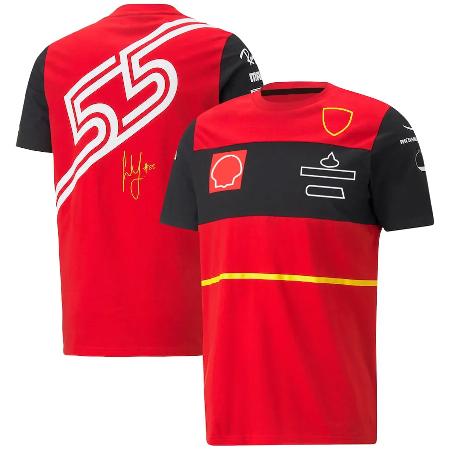 F1 Formule 1 racepak 2022 rood speciale editie teampak sneldrogende top casual sport met korte mouwen