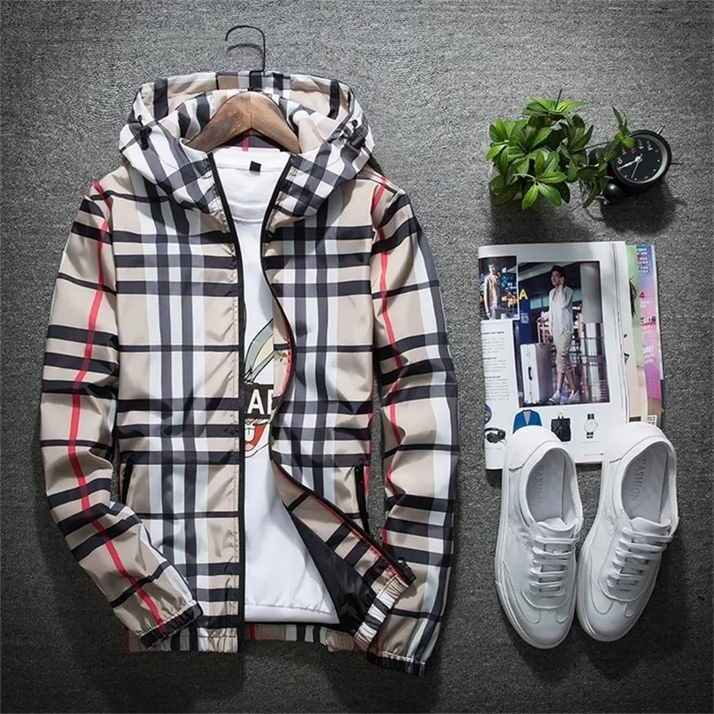 Mens Plaid jacket Autumn Fashion Mens Jacket Coat 2022 Street Fashion Brand Men Windbreaker Thin Hip-hop Top Men's Coats 220212