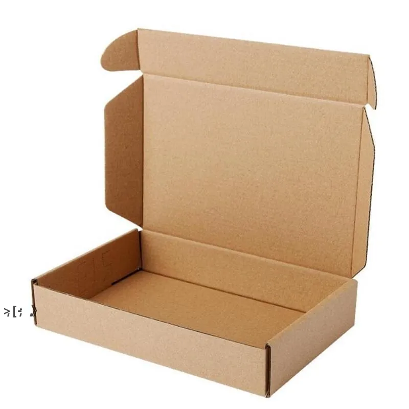 Brown Kraft Cardboard Boxes Business Express Shopping Leverans Förpackning Papperspaket Postlåda 25 * 20 * 7cm ll11256