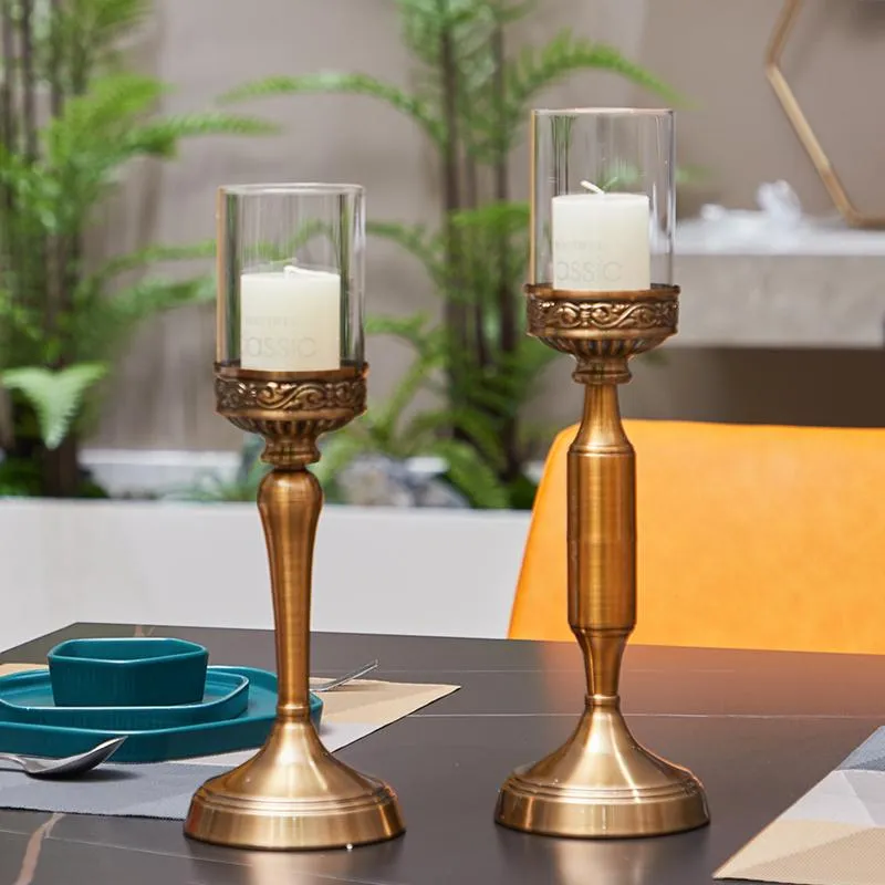 Portacandele Luxury Simple Golden Holder Modern Romantic Dinner Centrotavola minimalista Porta Velas Home Decor DF50ZT