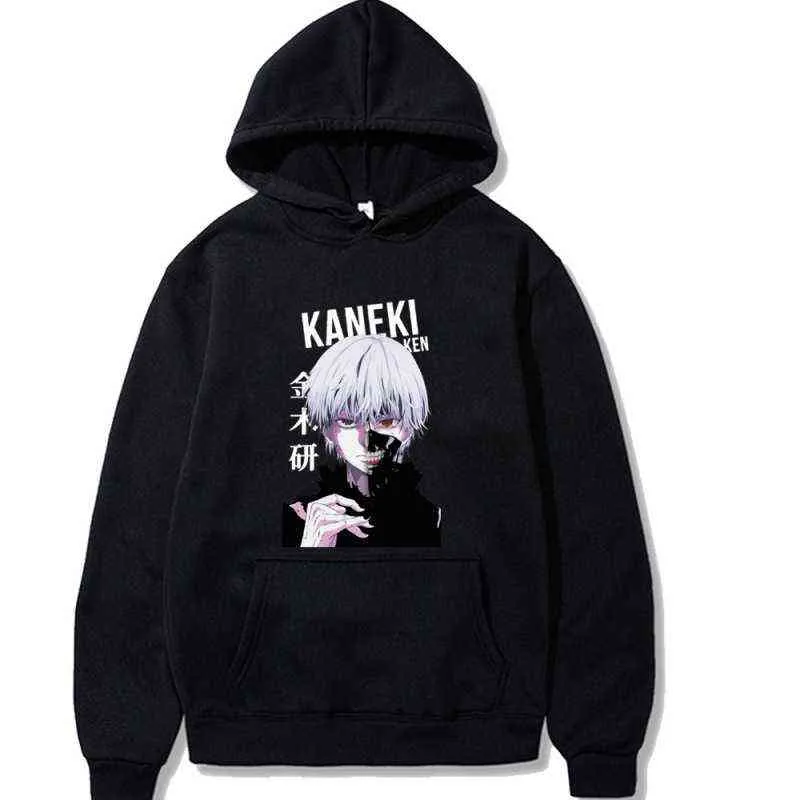 Tokyo Ghoul Hoodie Kaneki Ken Anime Muster Mit Kapuze Casual Pullover Unisex Hip Hop Sweatshirt Lose Hoodie Coole Herren Top Y1120