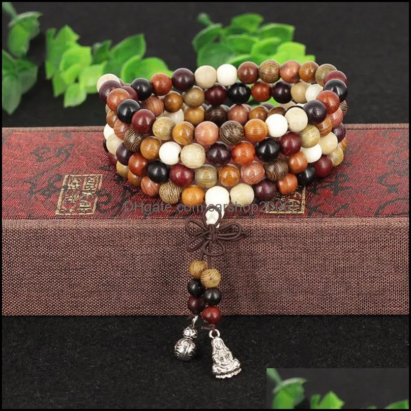 Charm Bracelets 2021 108 Beads 6/8mm Variety Of Sandalwood Tibetan Buddhist Prayer Buddha Mala Rosary Wooden Bracelet4951