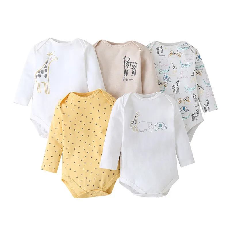 5 pièces/lot infantile bébé body été coton bébé combinaison ensemble dessin animé imprimé fleuri nouveau-né Bebe enfants fille vêtements 210312