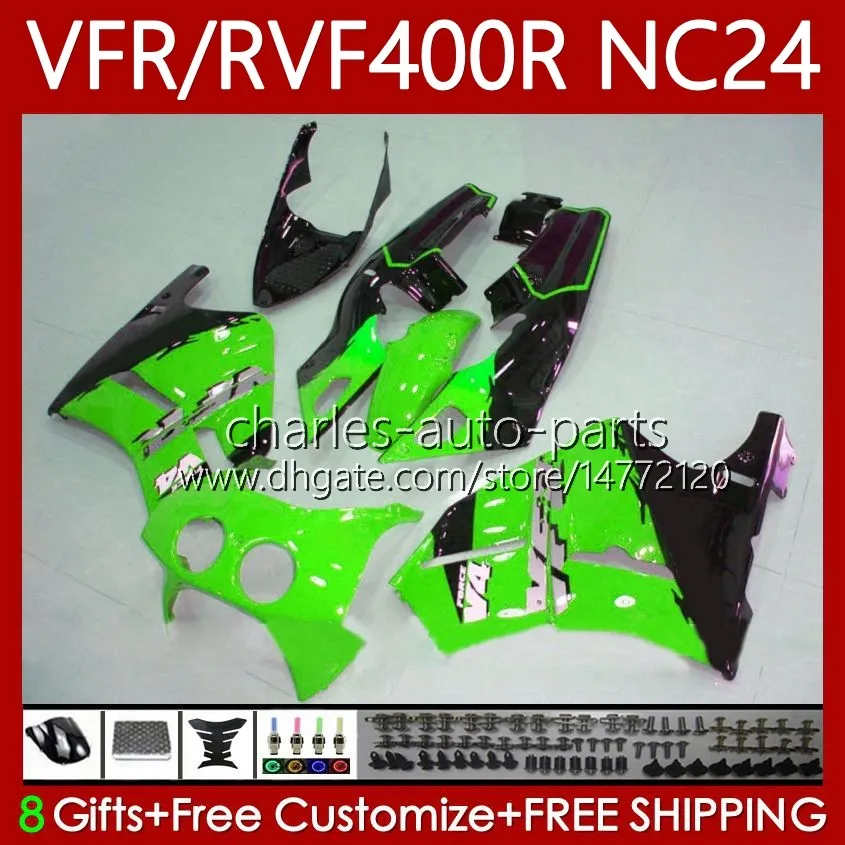 Carrosserie pour HONDA RVF400R NC24 V4 RVF400 R 1987 1988 Corps 78No.104 RVF VFR 400 Vert noir VFR400 R 400RR 87-88 VFR 400R VFR400RR VFR400R 87 88 Kit de carénage de moto