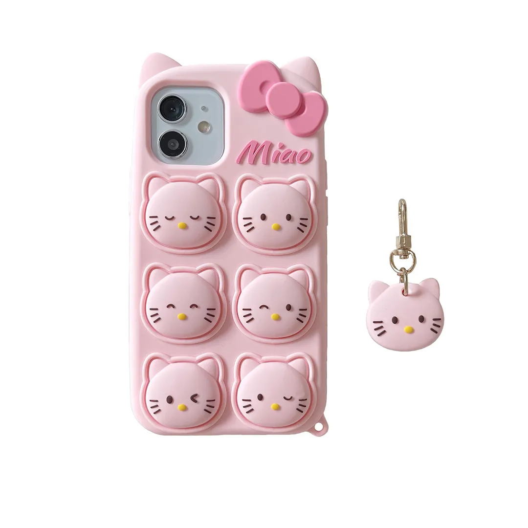 IPhone 12 Pro Max Phone Cases Designer Pink Cat Push Bubble Case dla iPhone 7/8 Plus XR XS 11 Proste Wimple Fidget Toy Szybki statek