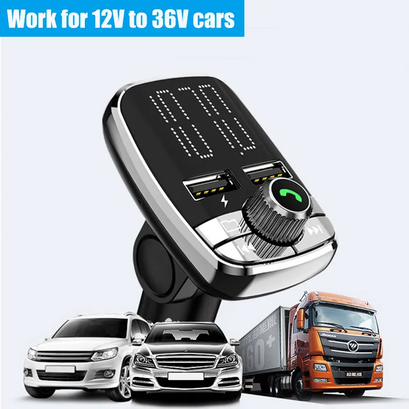 JINSERTA Remote control Car Kit MP3 Player Hands Bluetooth 5 0 FM Transmitter Dual USB Car Charger TF Flash USB Music Play2451