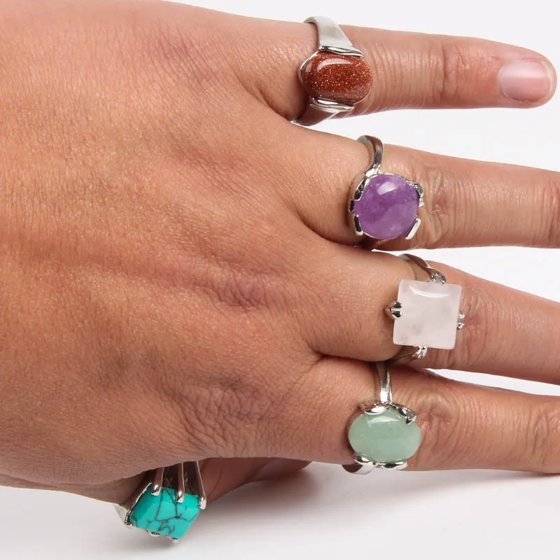 Hele 100 stks Mix Stijlen Natuurlijke Antiek verzilverd edelsteen Vintage Sieraden Ringen voor Mannen Vrouwen gloednieuwe drop Par260N