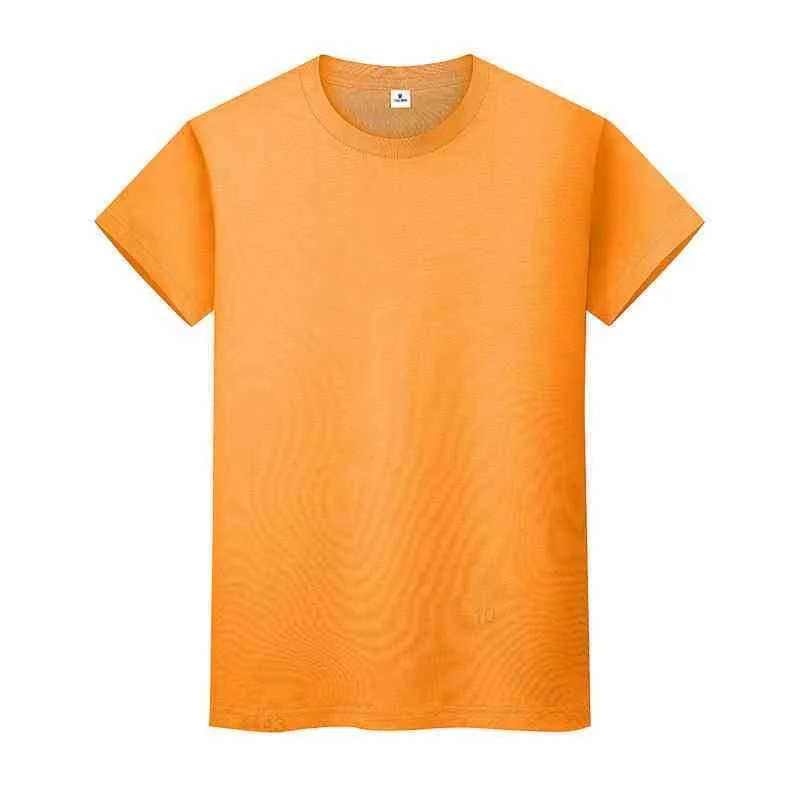 Mannen en vrouwen ronde hals effen kleur t-shirt zomer katoenen bottoming short-mouwen half mouwen HXE6YI