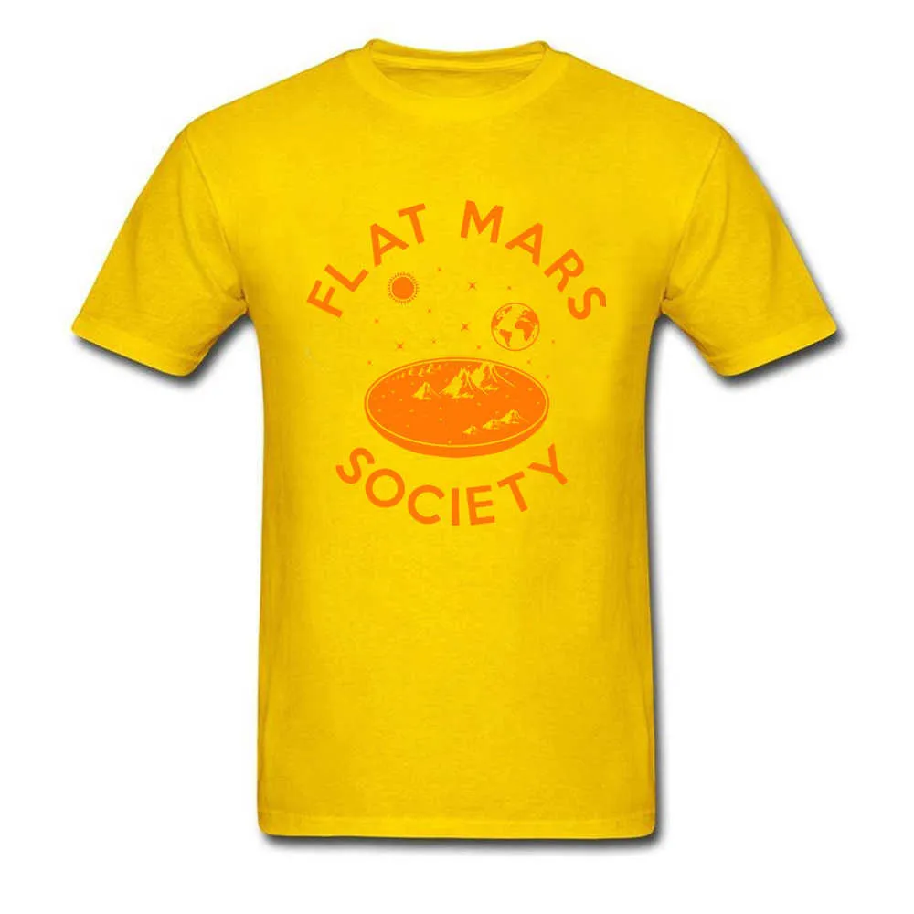 Flat-mars-society19626928 Men Retro Custom Tops Tees Round Neck Fall 100% Cotton T Shirts Customized Short Sleeve Tee Shirt Flat-mars-society19626928 yellow