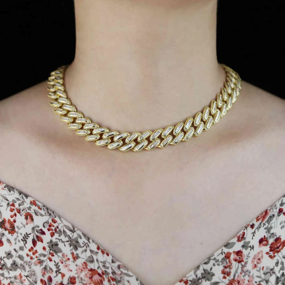 Iced Out Cuban Link Łańcuch Naszyjnik Bling Łańcuchy Choker Naszyjnik Kobiety Biżuteria Dziewczyny Chocker Luksusowa Biżuteria Hip Hip 2021 x0509