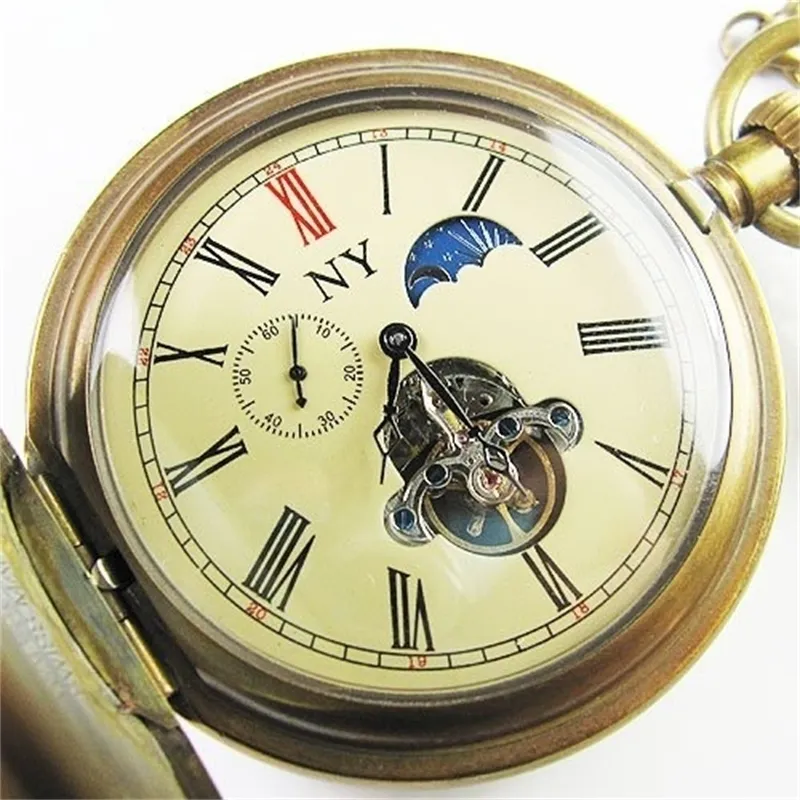 Save Big on Bulk Brass Pocket Watches Antique Style Mechanical Pocket Watch  With Moon Phase Display, Brass Finish Best Deals on DHgate
