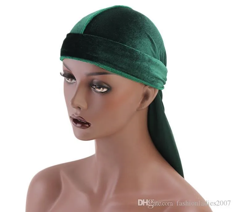 Luxury unisex Velvet Durags Bandana Turban Hat pirate caps Wigs Doo Durag Biker Headwear Headband Pirate Hat Hair Accessories C321