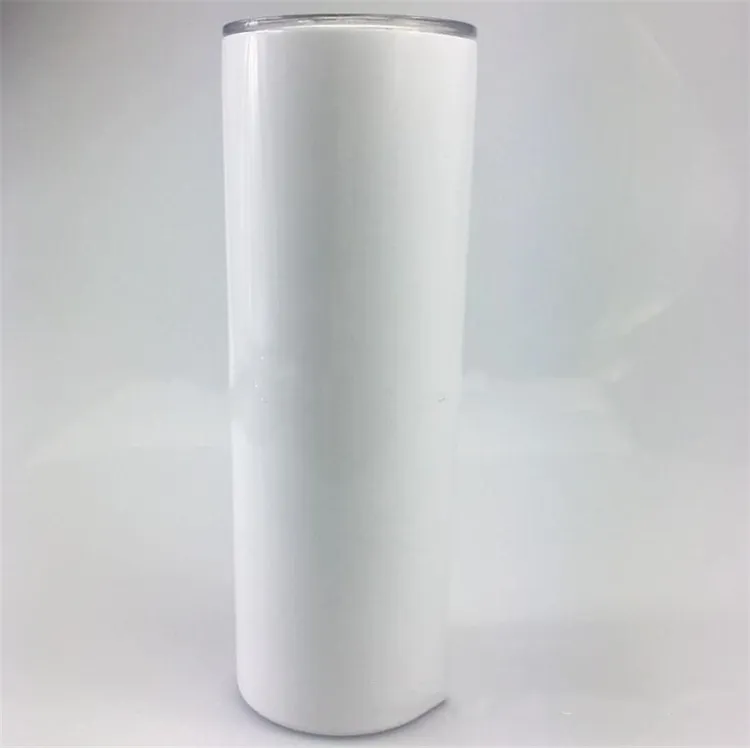 KitchenSublimation Skinny Tumblers tasse blanche vierge avec couvercle paille tasse à boisson en acier inoxydable tasse à café d'eau isolée sous vide navire de mer ZC060