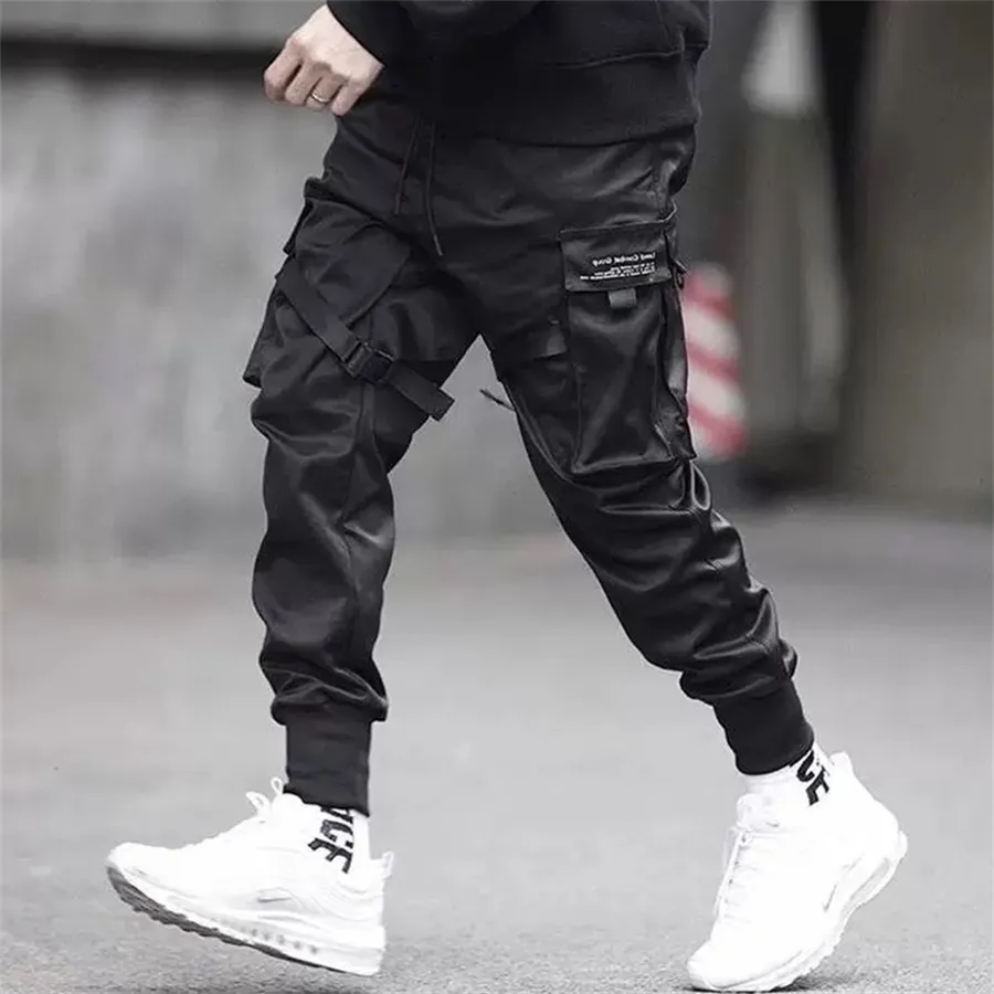 April MOMO Men Spring Hip Pop Harlan tooling pants Elastic Waist Pencil Pants Trousers Streetwear Hombre Sweatpants T200104