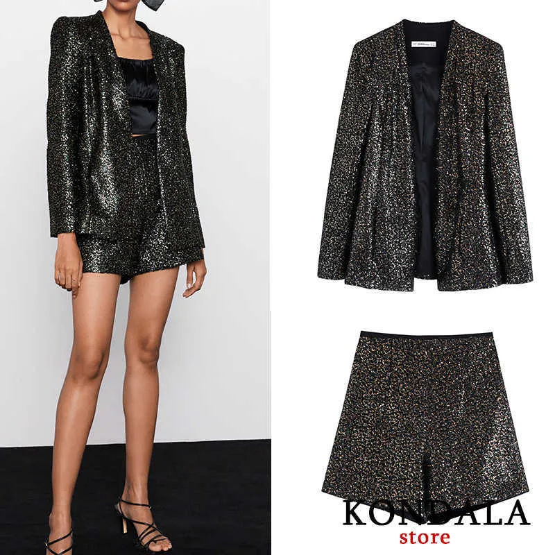 Kobiety Blazer Za 2020 Cekinę Sexy Party Blazer Z Długim Rękawem Solidne Kurtki Formalne Eleganckie Mujer Blazer X0721