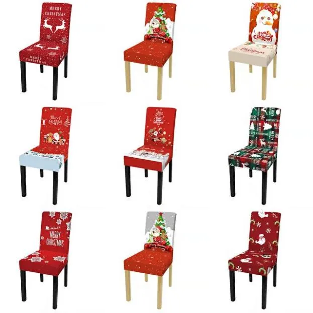 Christmas Chair Covers Santa Printed Dining Chair Cover Removable Hotel Office Seat Slipcovers Restaurant Banquet Home Decor 11 Styles BT1195