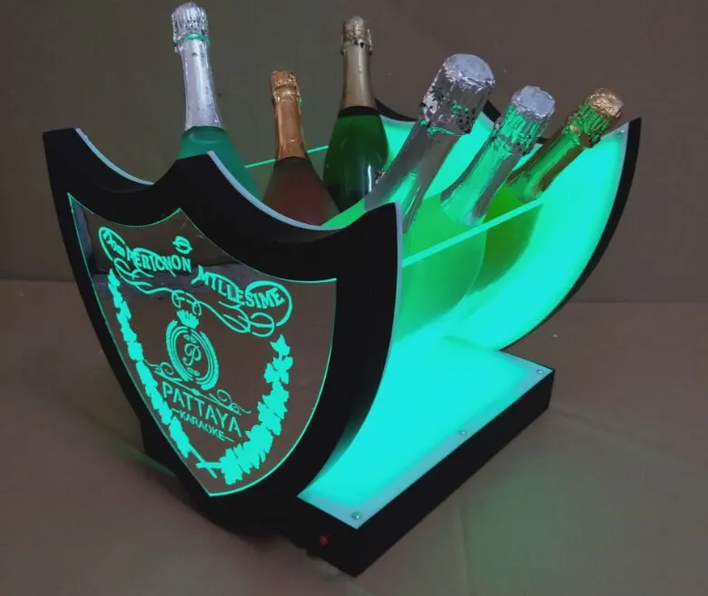 Ice Bucket LED Wine Bucket Charging Acrylic Champagne Beer Holder Bar Tools Decorations 7 Colors Flashing