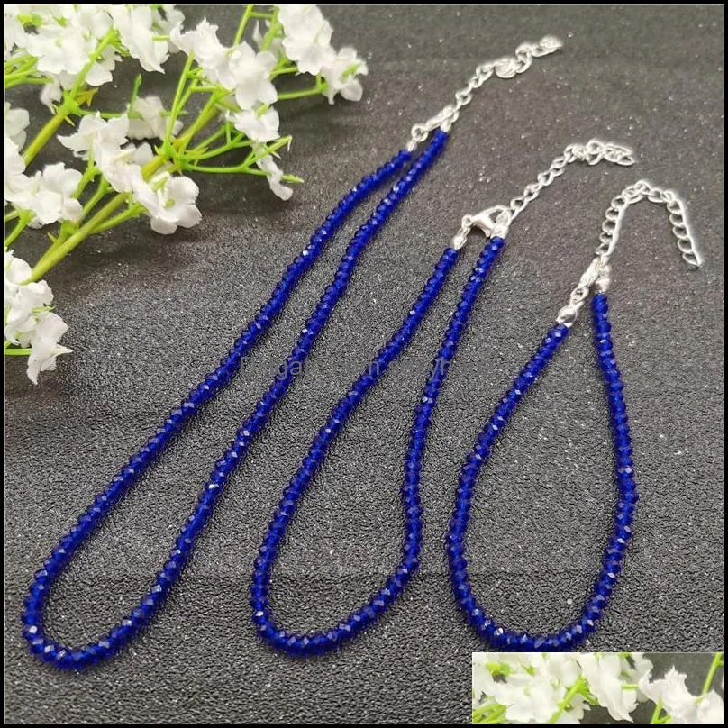 Earrings & Necklace JCYMONG 20 Color 3mm Glass Crystal Beads Bracelet Anklets For Women Beach Weddings Party Fashion Jewelry Set 2021