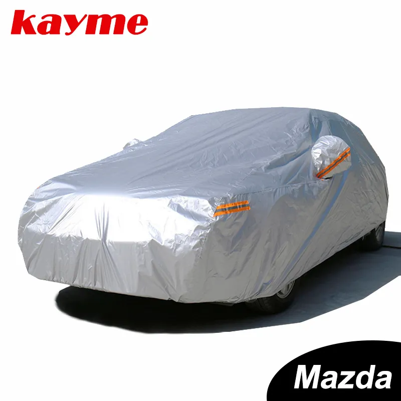 Kayme Waterproof Full Cover Sun Dust Rain Protection Car Cover Auto SUV Skyddande för 3 2 6 5 7 CX-3 CX-5 CX-7 AXELA