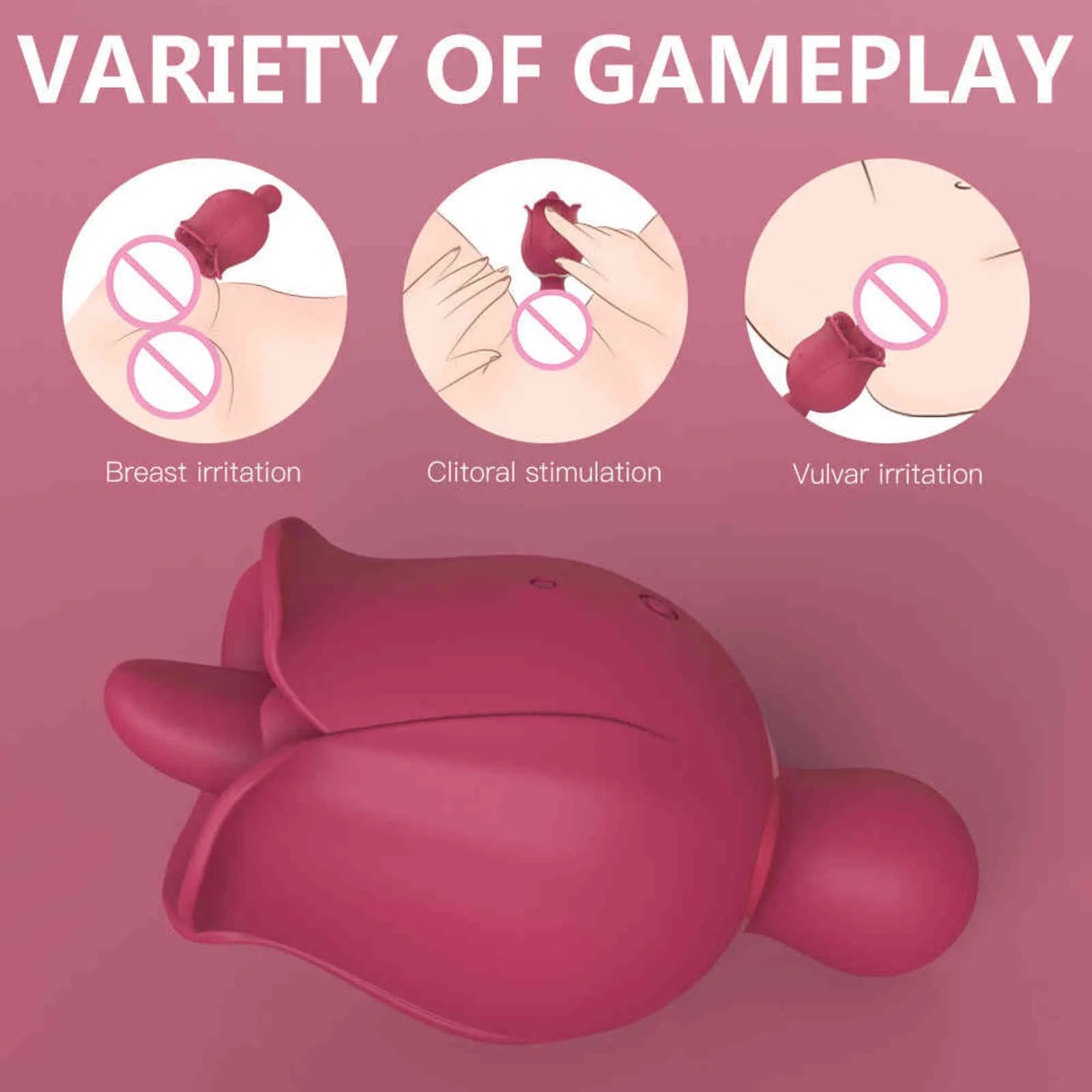 NXY Pump Toys Vibratore a forma di rosa per donne, lecca-lingua clitorideo, mini piccolo, con 7 modalità, 9 potenti vibrazioni orali_voghion.com