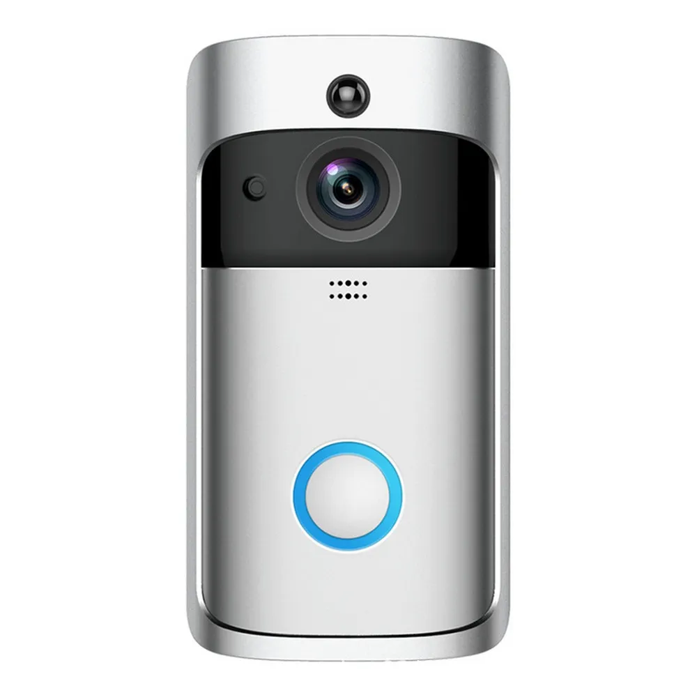 V5 Smart Home Video Doorbell 720p HD för WiFi-anslutning i realtid Kamera tvåvägs Audio Lens vidvinkelnatt Vision PIR Motion