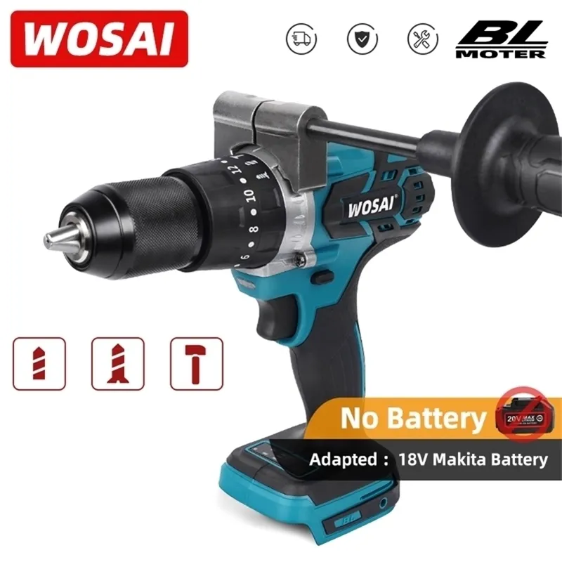 Wosai Brushless Electric Broca 20 Torque Sem fio Chave De Fenda Li-íon Bateria Broca De Fenda Para 18V Bateria de Lítio 210719