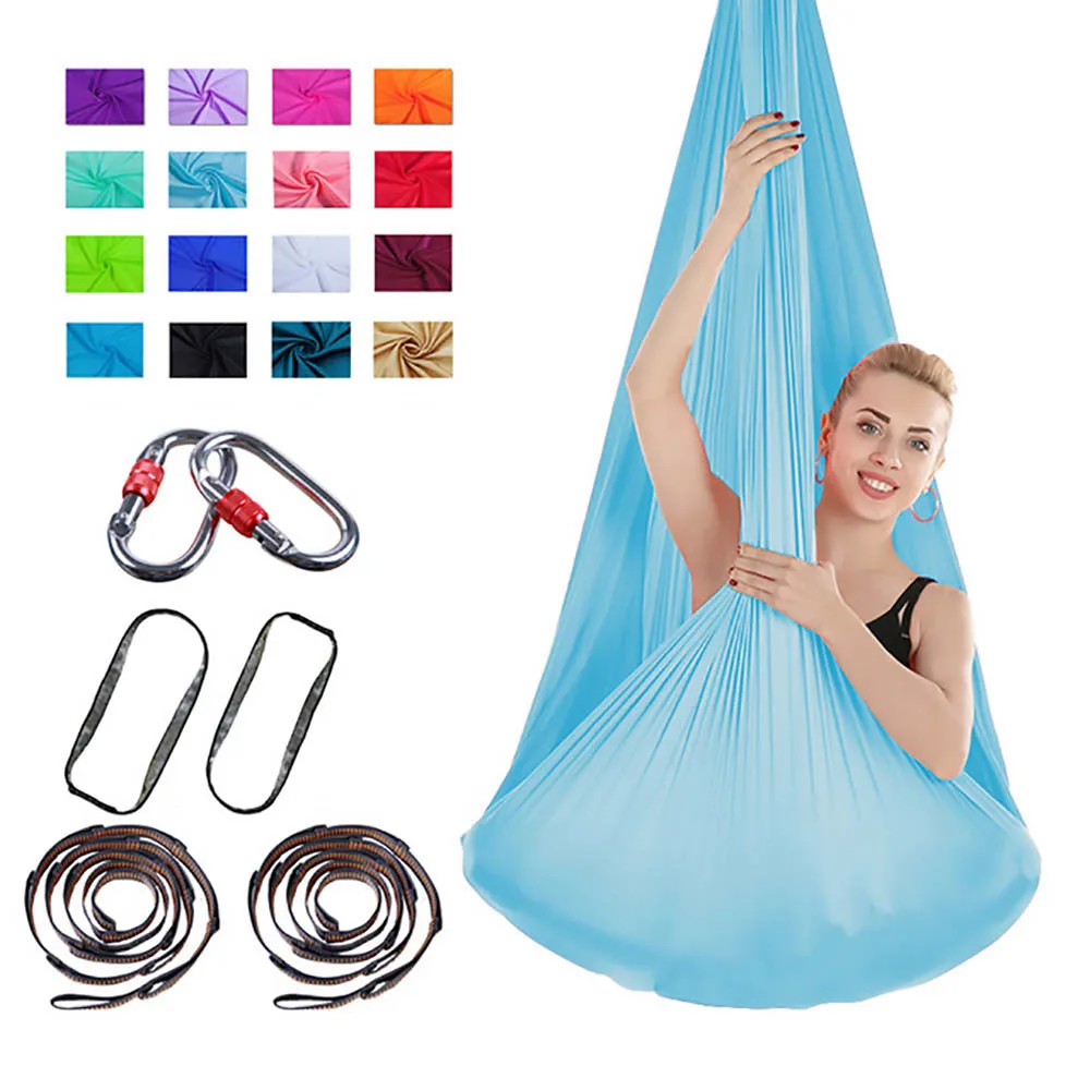 FDBRO Yoga Hammock Swing Yoga Hanging Belt Home Gym Fitness Body Building Equipment Full Set High Strength Nylon Anti-Gravity Q0219