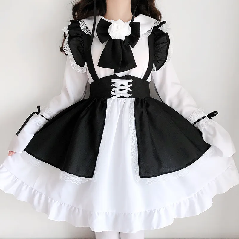 Trajes de anime mujeres niñas JP Anime Kawaii Maid Gothic Lolita Vestidos  delantal Halloween Cosplay Party