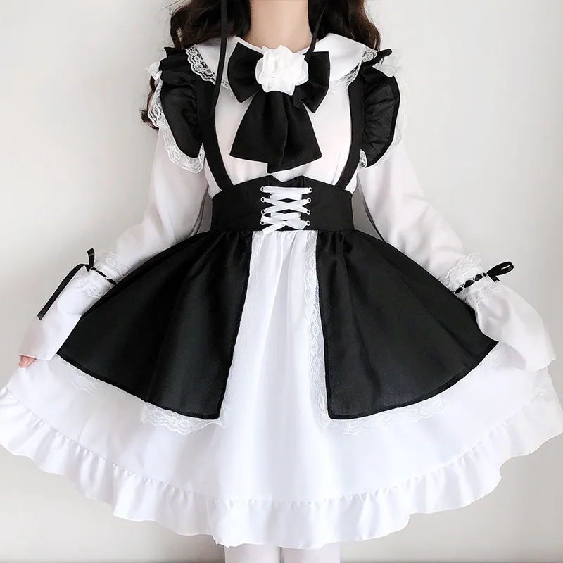 Trajes de anime mujeres niñas JP Anime Kawaii Maid Gothic Lolita Vestidos delantal Halloween Cosplay Party Trajes de anime mujeres niñas JP Anime Kawaii Maid Gothic Lolita Vestidos delantal Halloween Cosplay Party