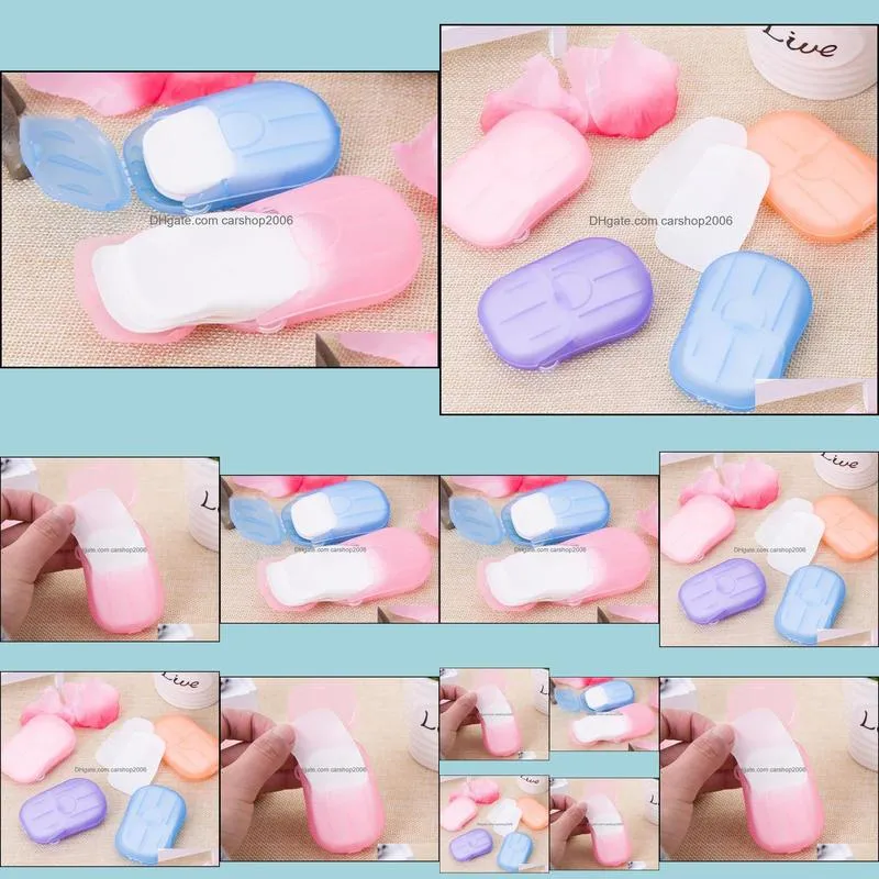 20PCS/box Disposable Anti dust Mini Travel Soap Paper Washing Hand Bath Cleaning Portable Boxed Foaming Soap Paper Scented Sheets