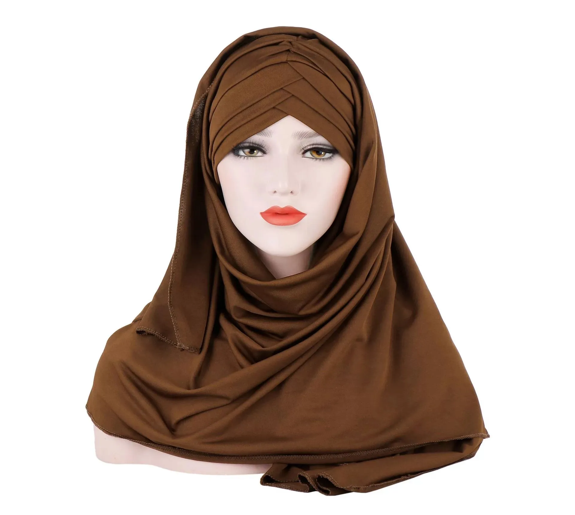 2021 Nuove Donne Jersey Sciarpa Morbida Tinta Unita di Cotone Istantaneo Hijab Scialli e Avvolge Foulard Femme Hijab Musulmano Pronto da Indossare Foulard