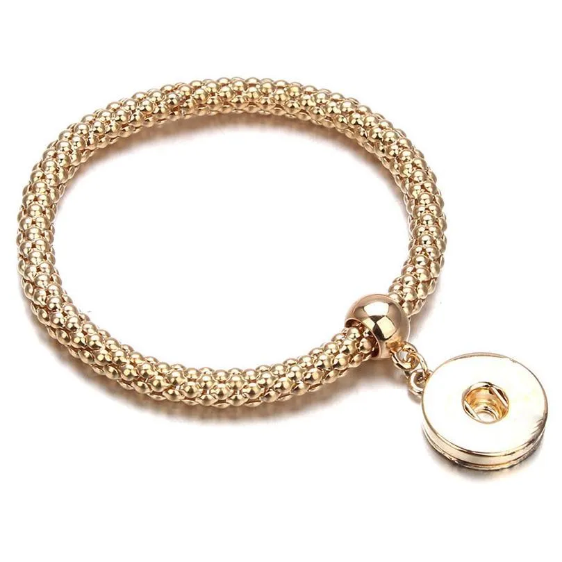 Nuevo snap Bangles Jewelry Rose Gold El￡stica Snappelets Bot￳n de metal Snap Button Charms Joya Pulsera para Wom Jllnsd