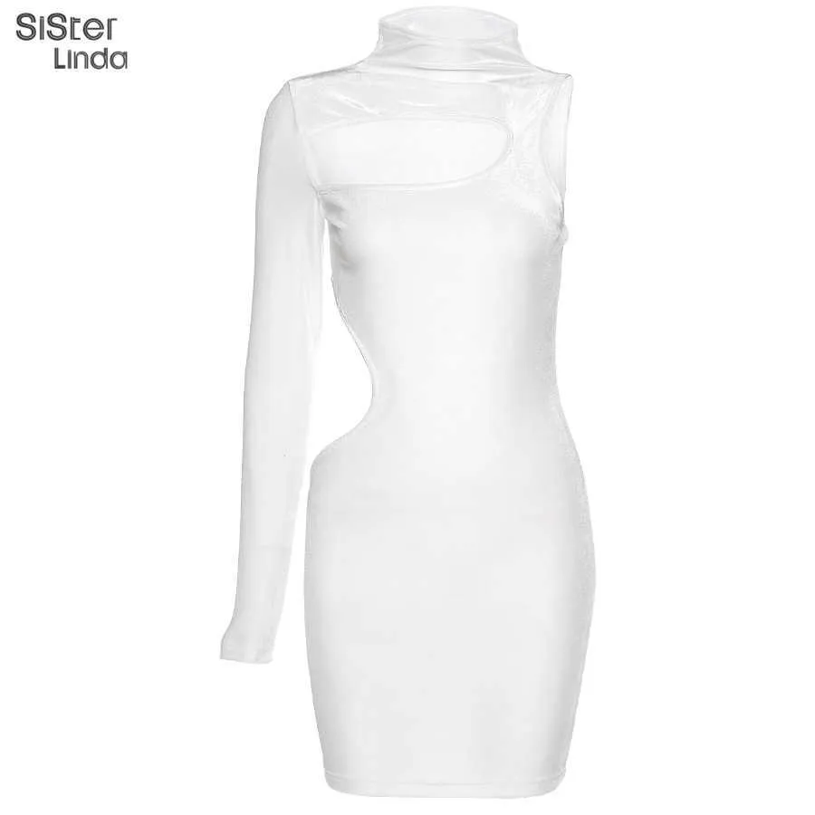 Sisterlinda White One Shoulder Bodycon Mini Dress With Backless Turtleneck  Perfect For Night Parties And Clubs 2021 Y1006 From Nickyoung03, $12.45