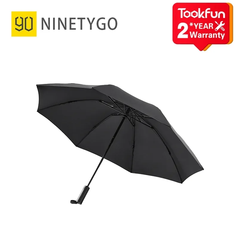 NINETYGO Sunny Umbrella Fully automatic reverse folding lighting umbrella adult Anti-UV Rainy Windproof portable beach parasol 210721