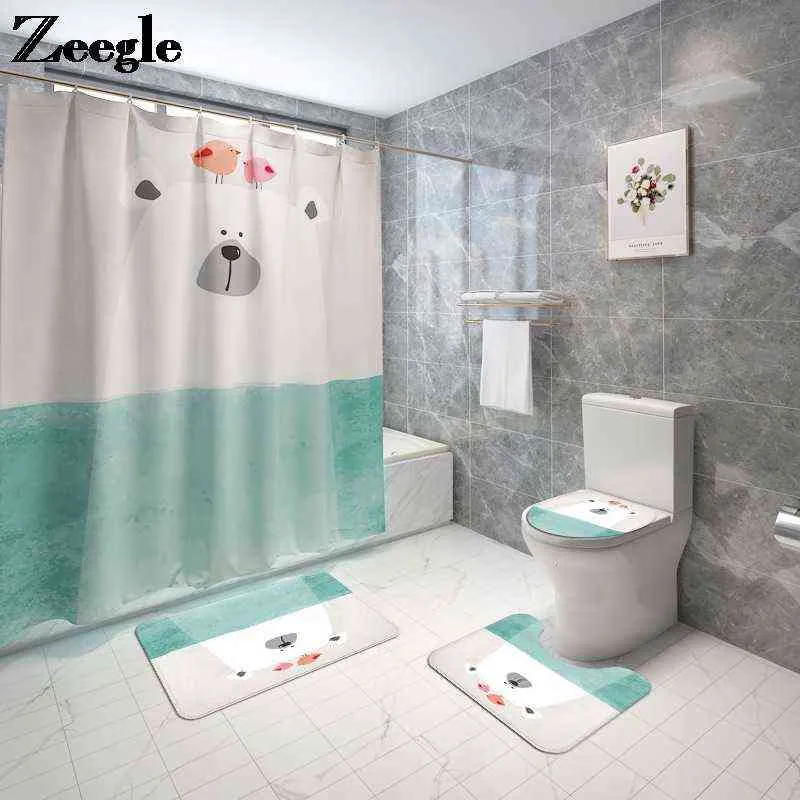 4PCS Bathroom Mat Anti Slip Mat For Bathroom Bath Mats Bathroom Waterproof Toilet Seat Cover Mat Shower Mat And Bathroom Rug Set