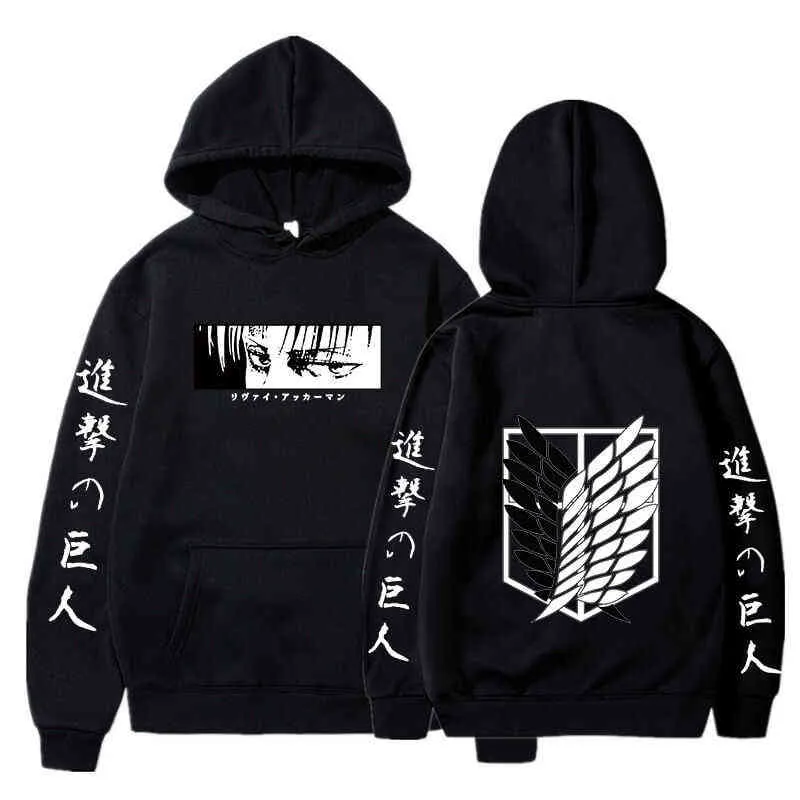 2021 Anime Sweat à hoodie Attaque sur Titan Pull Casual Streetwear Streetwear Harajuku Sweatshirt Hommes / Femmes Unisexe Sport Sweat à capuche Y1120