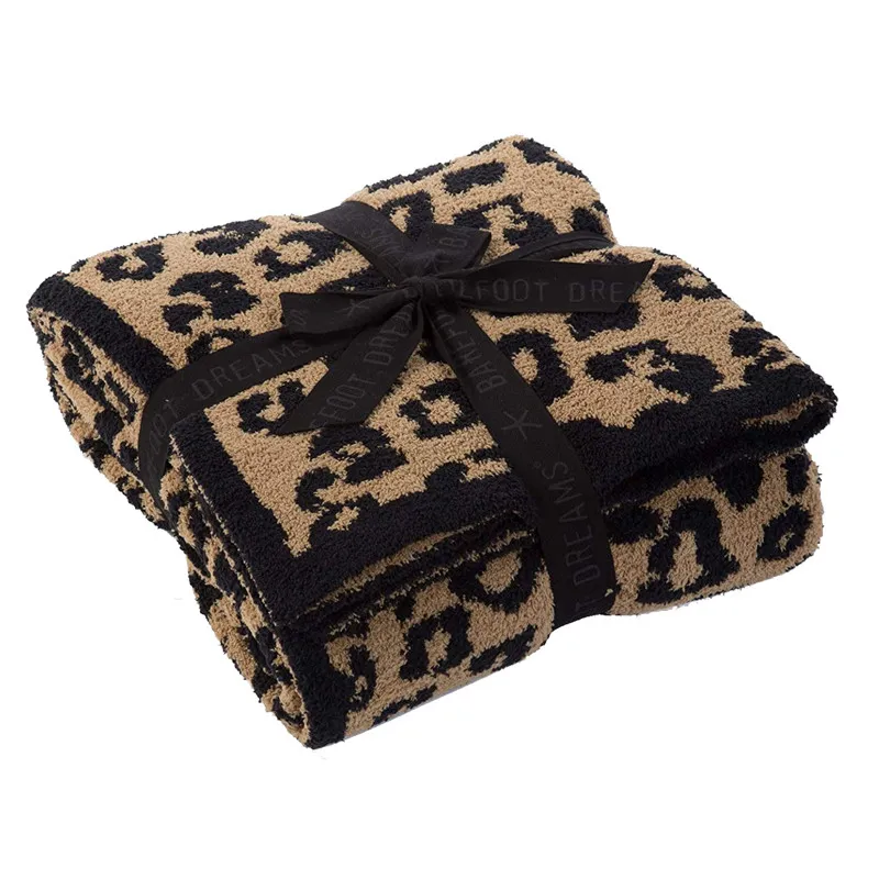 Coperte leopardate classiche a maglia jacquard peluche peluche coperta portatile divano morbido cover a scialle di scialle ghisa