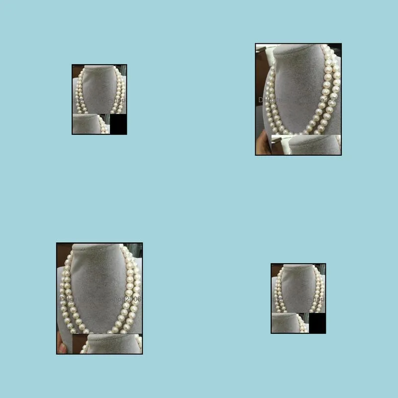 Double Strands 12-13mm South Sea Baroque White Pearl Necklace 38 Inch 14k Gold Clasp
