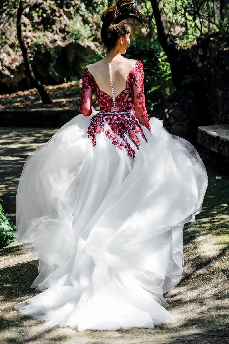 burgundy wedding dress