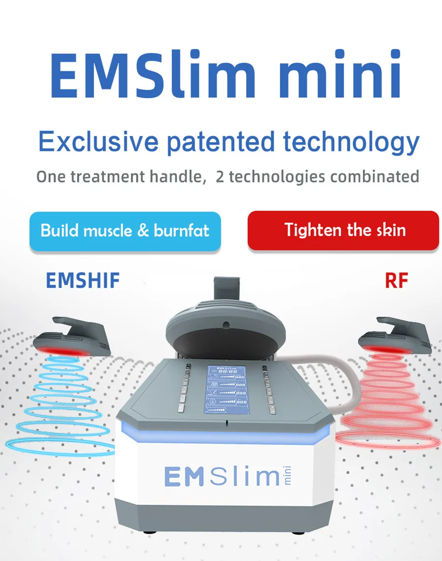 EMSlim Mini HIEMT RF Body Build Slimming Machine Ems Electromagnetic Muscle Stimulation Fat Burning 2 Years Warranty Home use