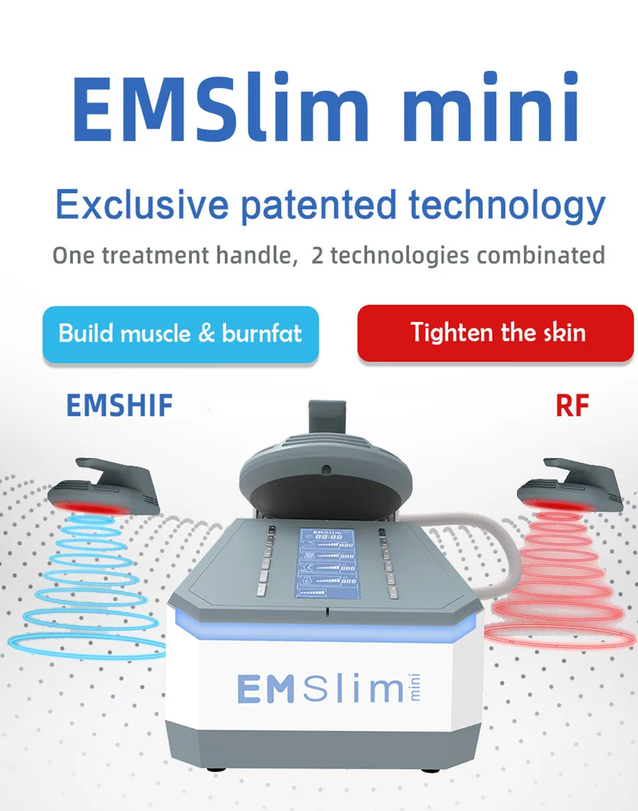 Emslim mini hiemt rf kroppsbyggnad bantningsmaskin EMS elektromagnetisk muskelstimulering Fett brinnande 2 års garanti Hemanvändning